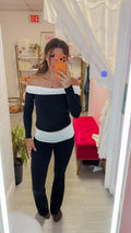 Polka Dot Soft Knit Foldover Flare Pants