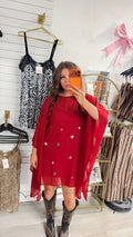 Sofia Mirror Embellished Chiffon Caftan Mini Dress