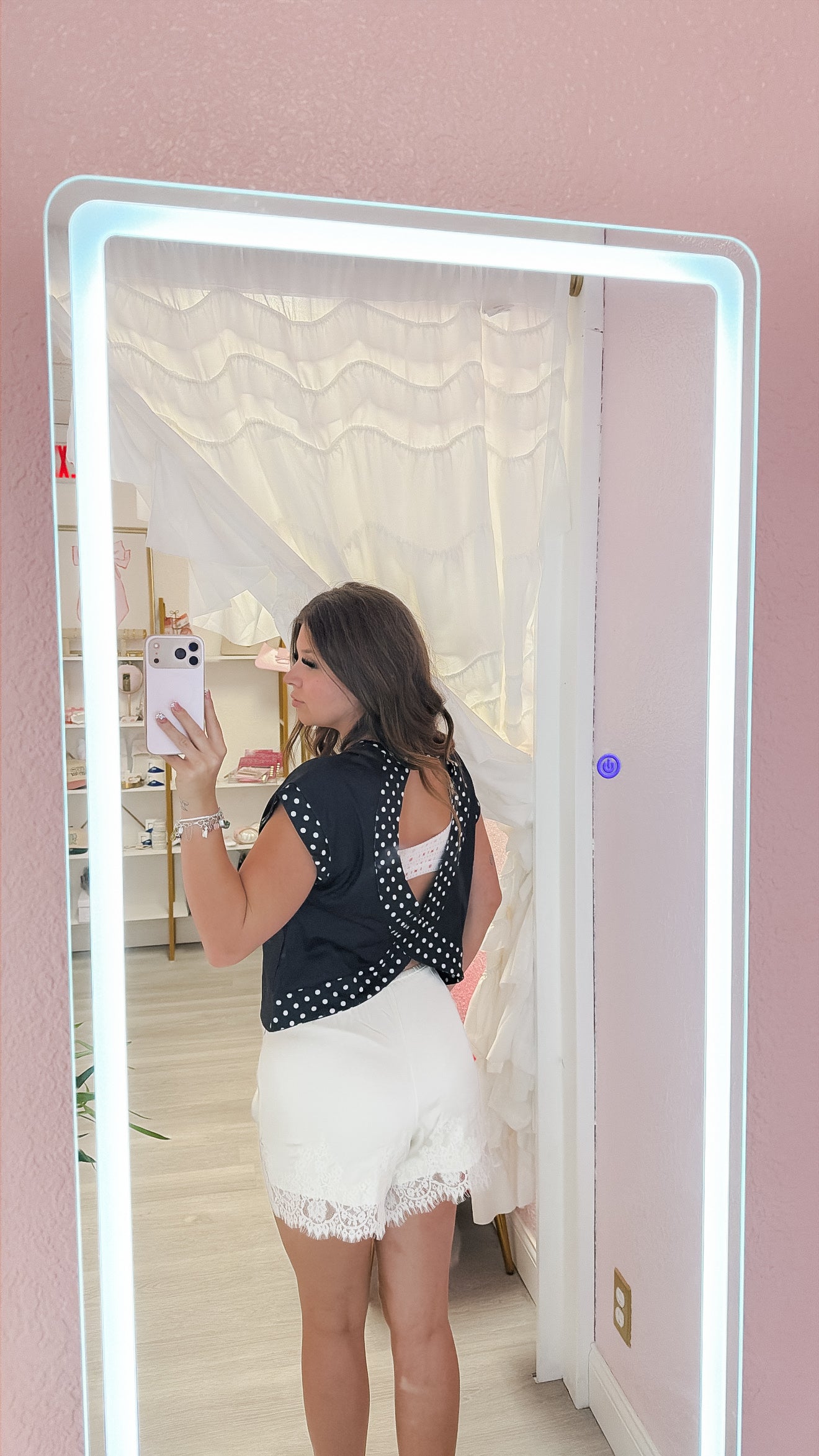 Polka Dot Cross-Back Shirt