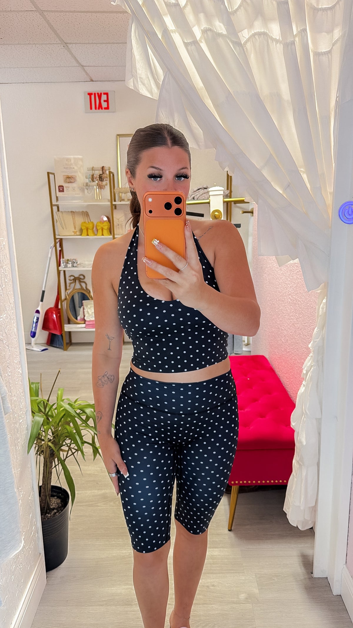 Emory Polka Dot Capri Leggings - Black