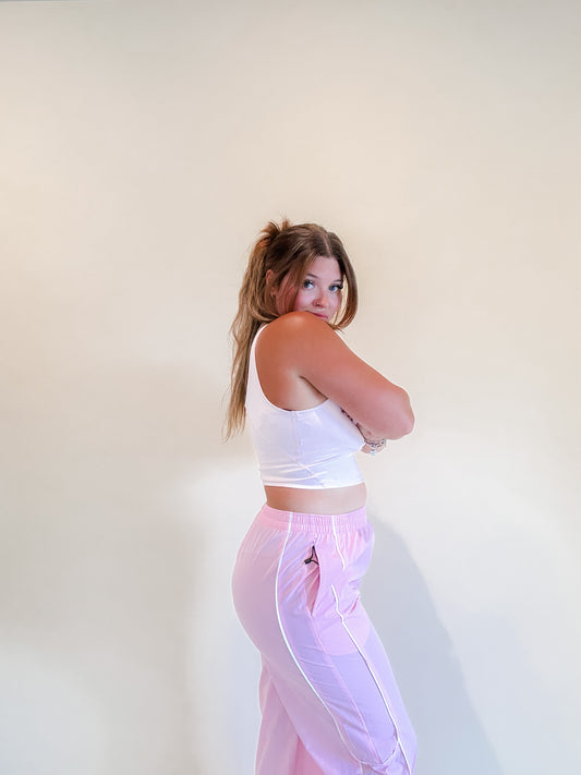 Baby Pink Nylon Track Pants