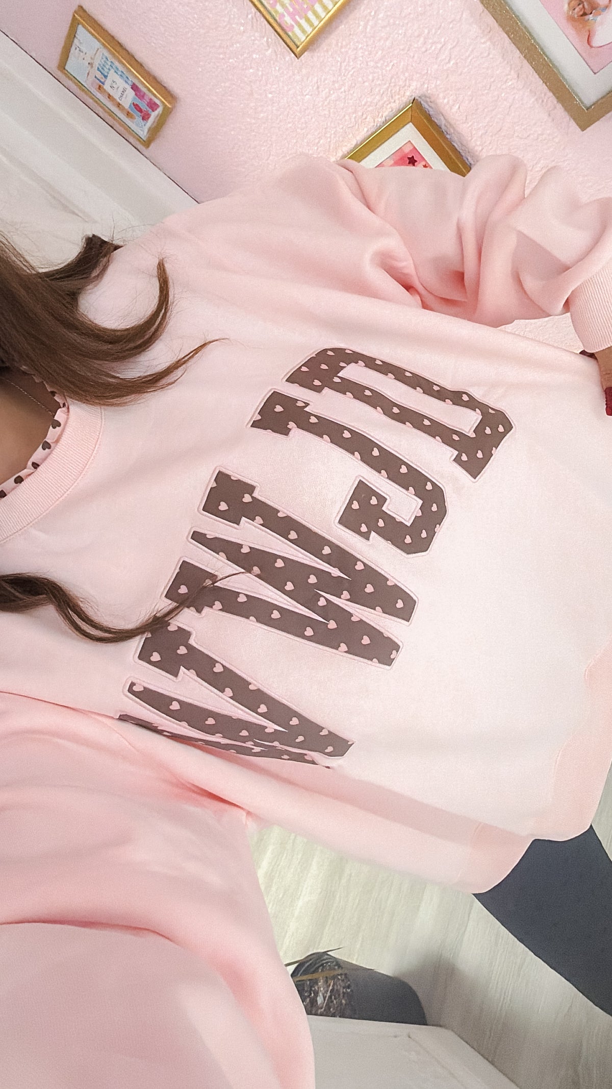 'wwjd' Heart Printed Mock-Ruffle Sweatshirt