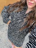 Kylie Zipped Up Animal Print Collared Jacket