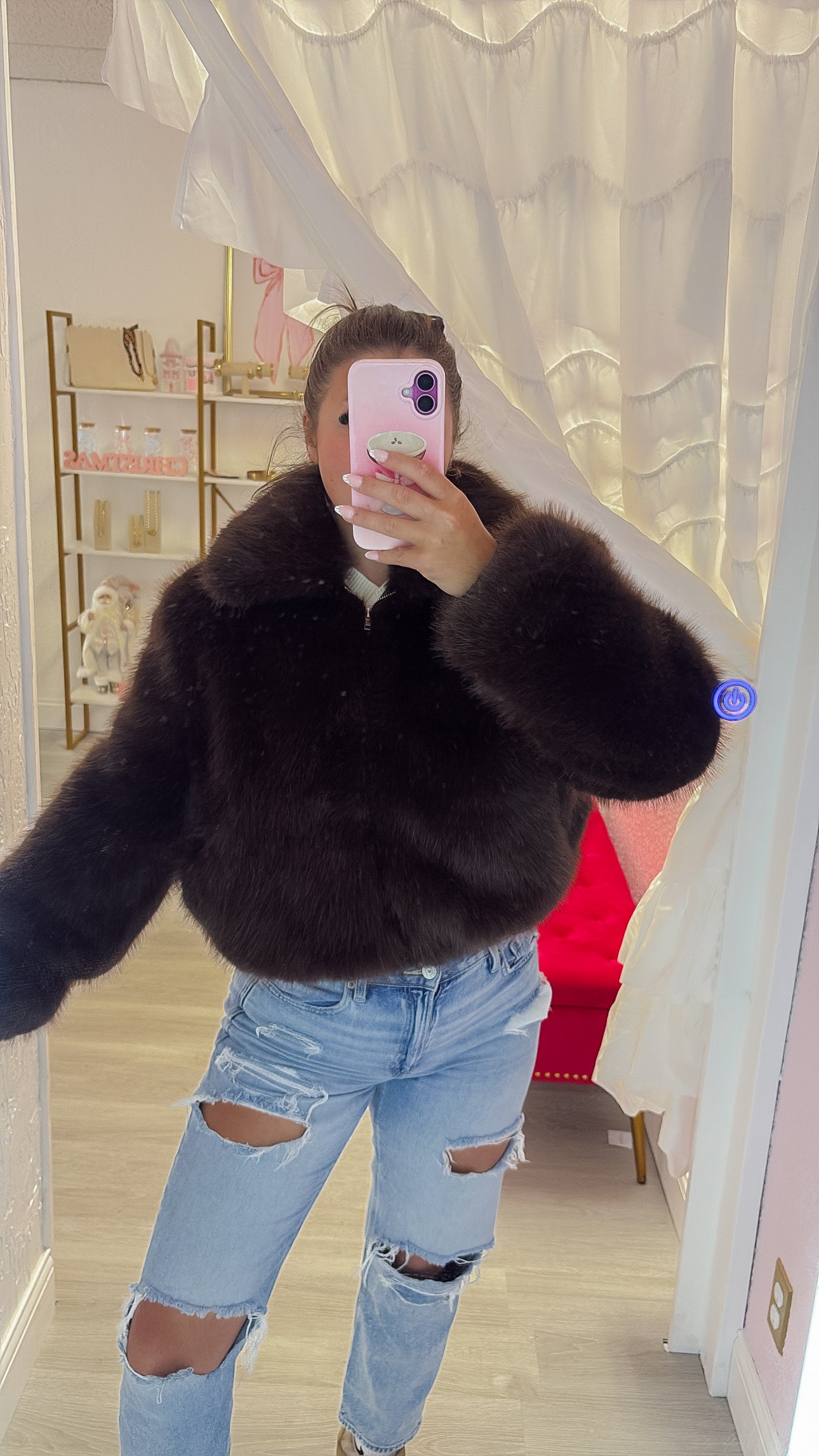 Espresso Casual Faux Fur Jacket