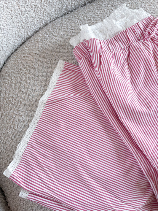Lace Stripped Boxer Pants
