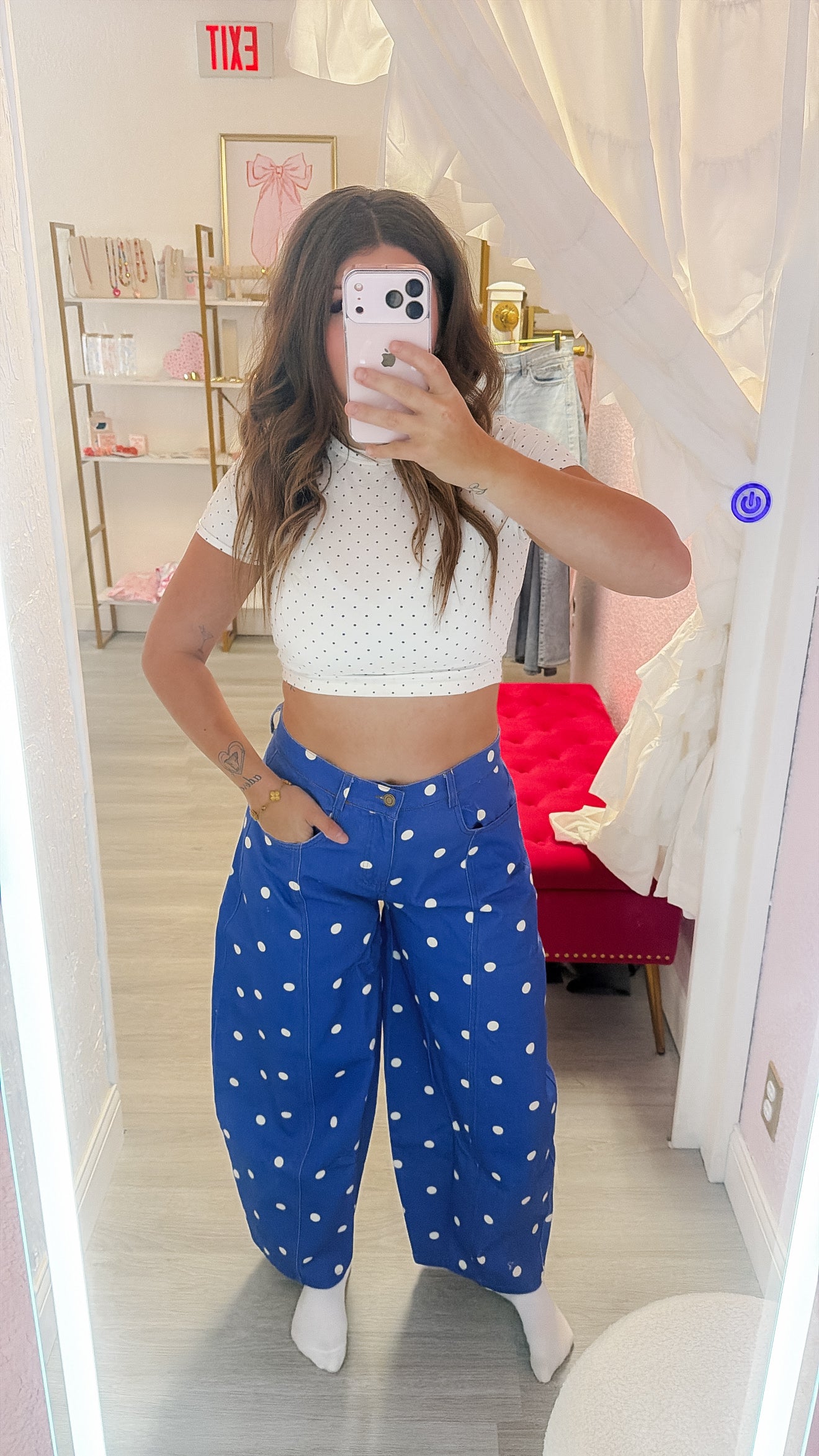 Royal Polka dot Barrel Pants