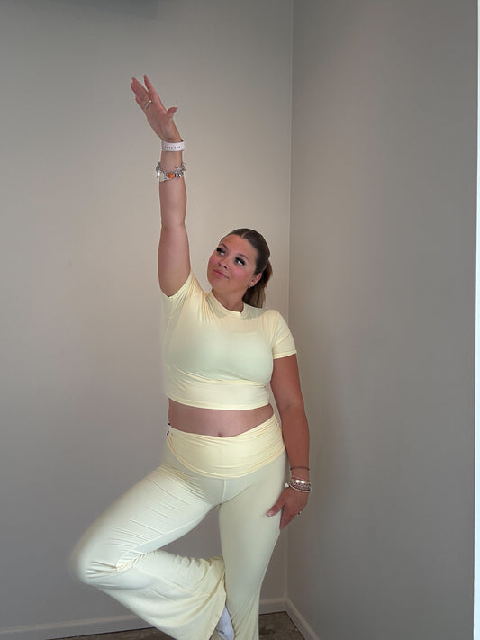 Foldover Flair Leggings - Lemon