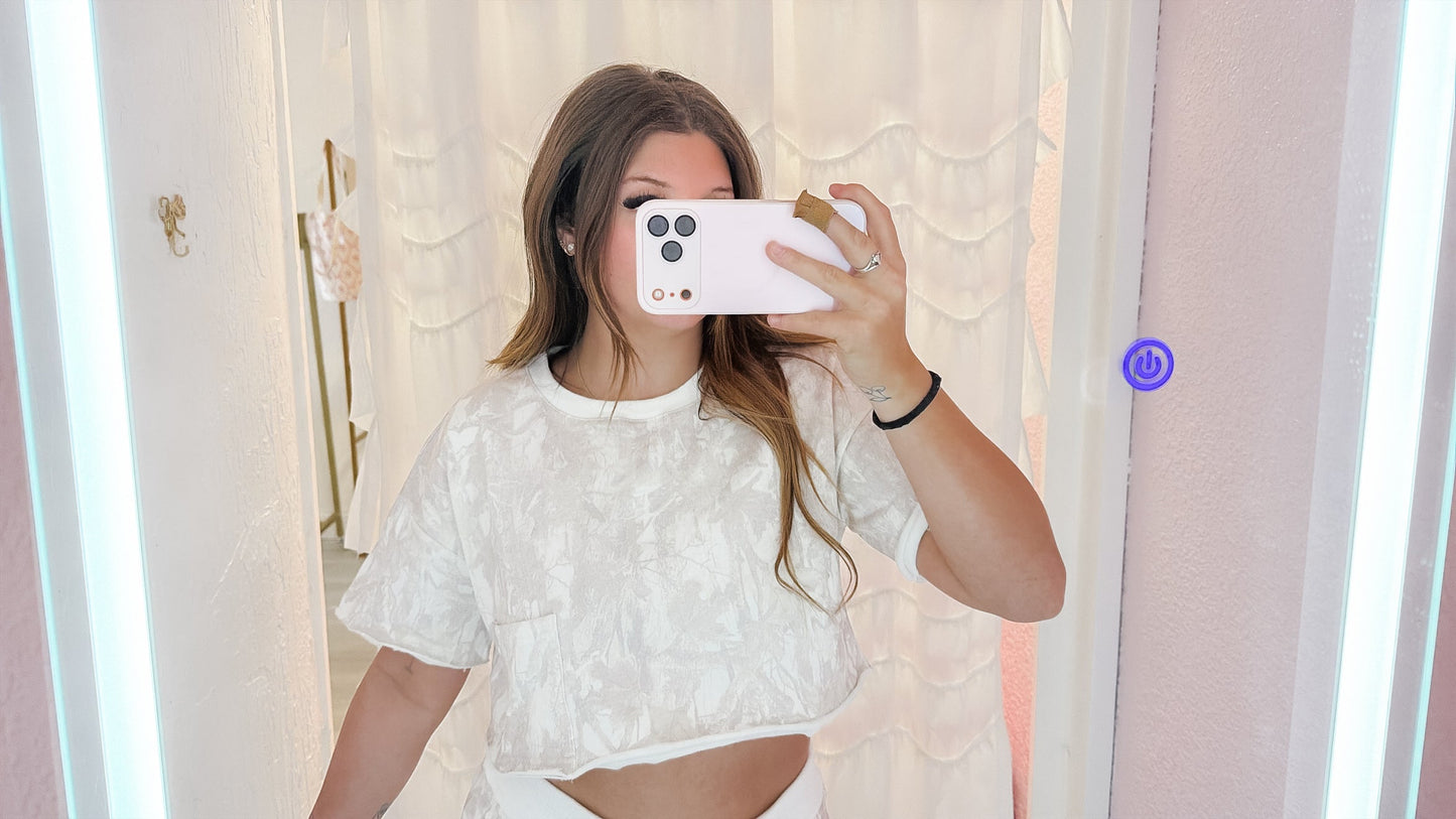 Light Camo Textured Crop Top