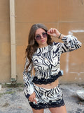 Zebra Lace Hem Top