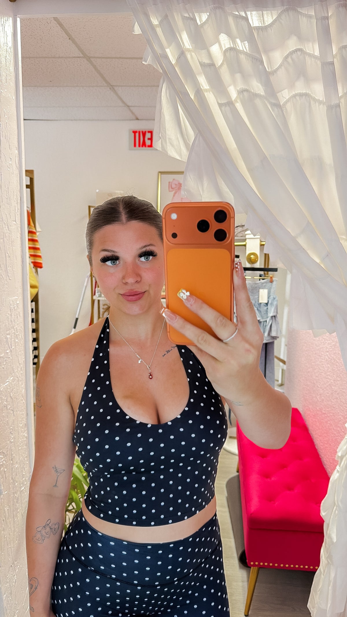 Emory Polka Dot Halter Top - Black