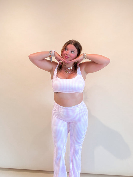 Pinky Gingham Crossover Flair Legging