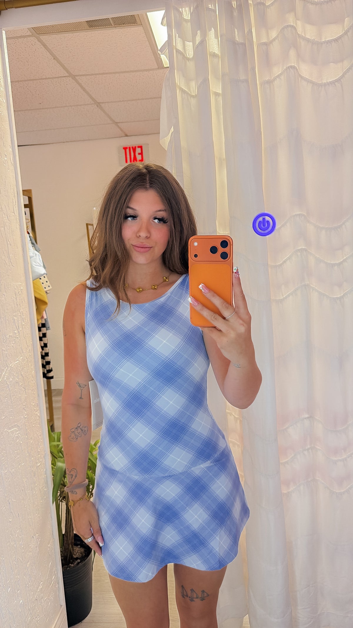 Dusty Blue Plaid Athletic Dress