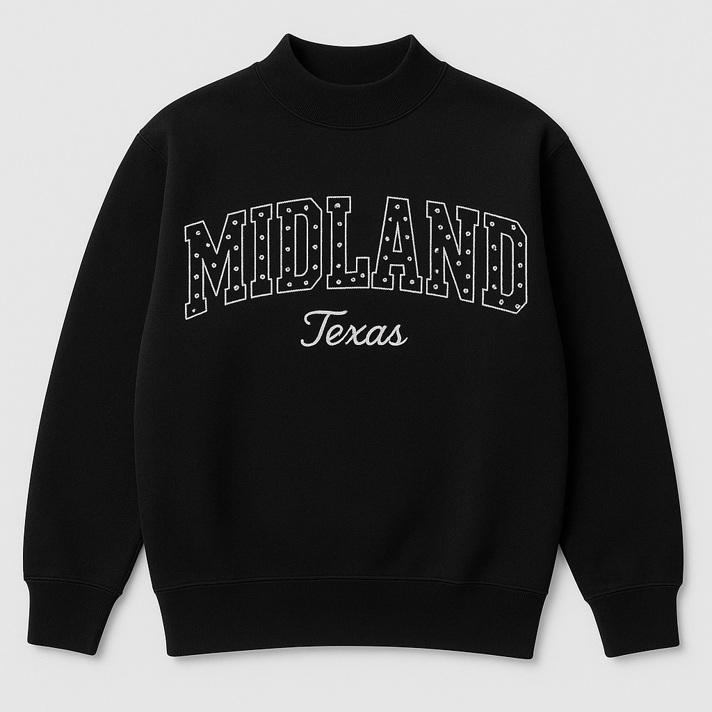 Black Polka Dot Midland Mockneck