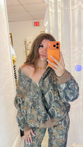 Bayou Dark Woodland Camo Cloud Fleece Oversized Zipup Hoodie