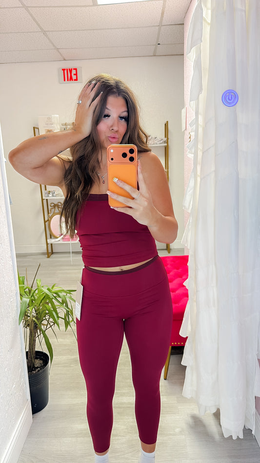 Dark Cherry Contrast Leggings