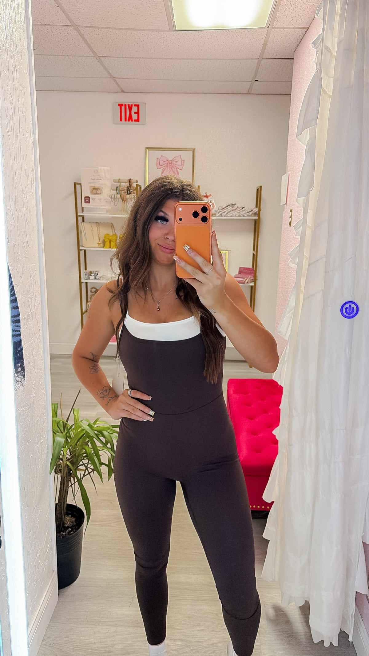 Dark Chocolate Double Layered Fitted Leg Jumpsuit