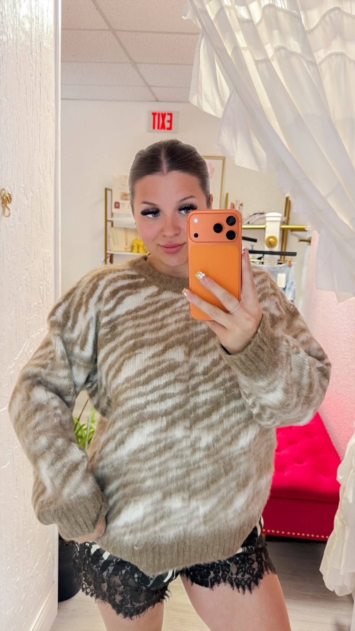 Charlotte Brushed Zebra Knit Sweater