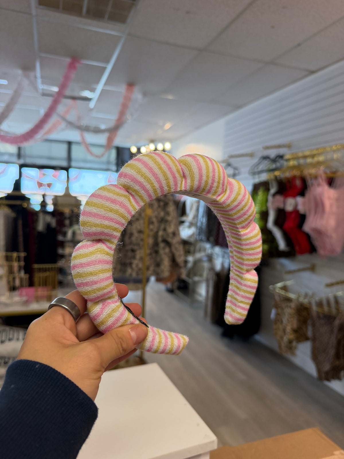 GRWM Headband - Pink and Green Stripe