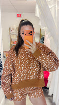 Spotted Print Dropped Shoulder Sweatshirt