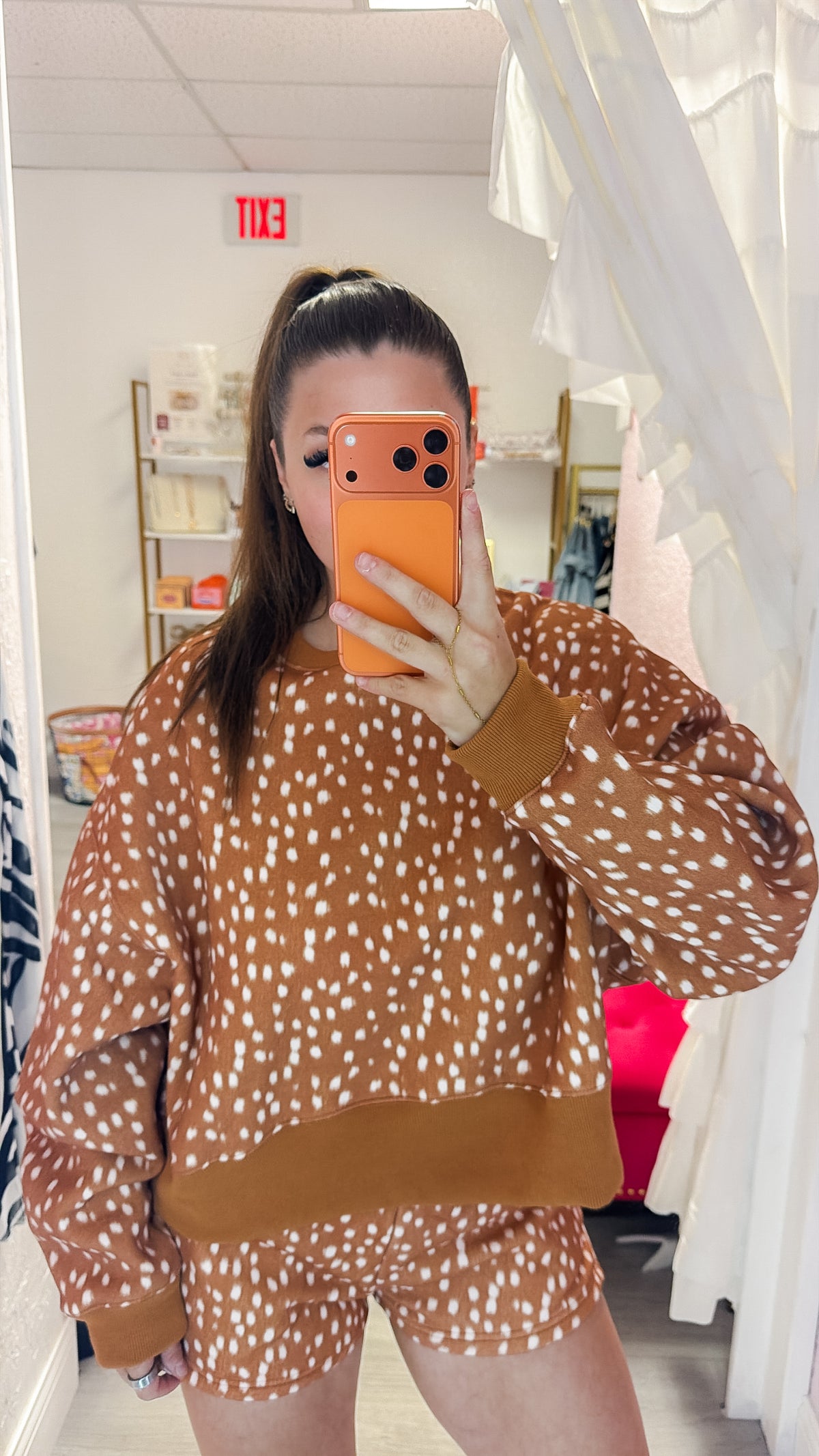 Spotted Print Dropped Shoulder Sweatshirt