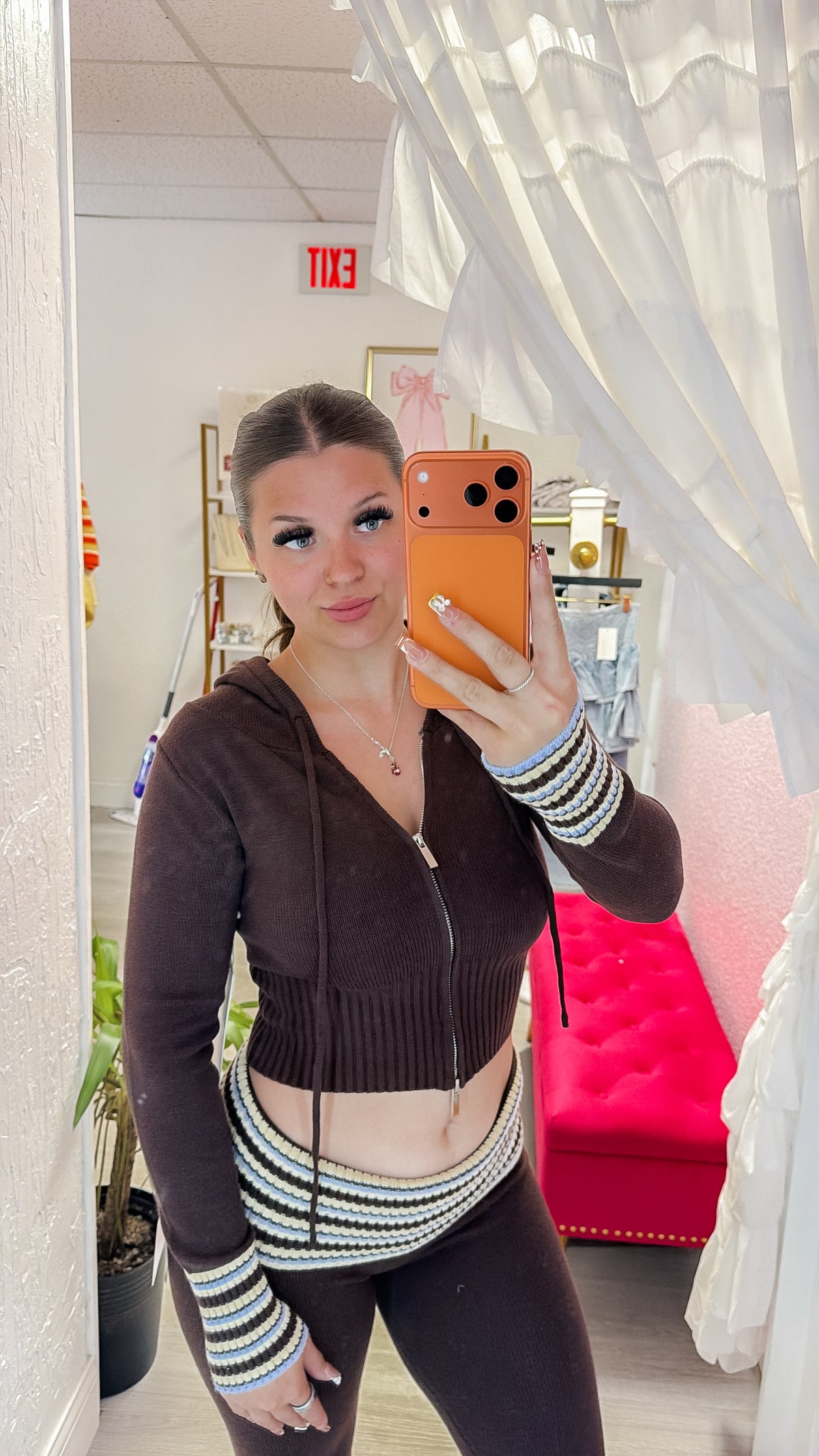 Olivia Double Zip Stripe Cuff Hoodie