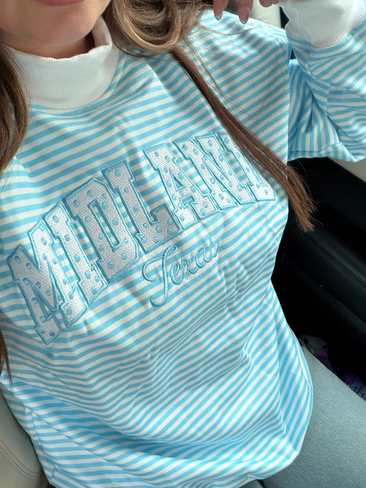 Blue Stripe Midland Mockneck