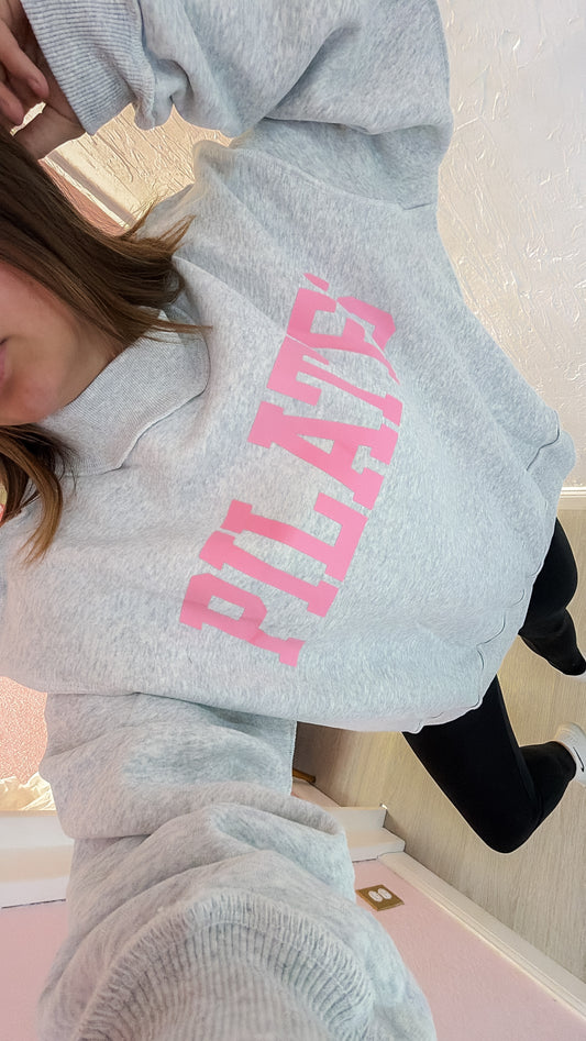 'pilates & Yoga' Print Reversible Mockneck Sweatshirt