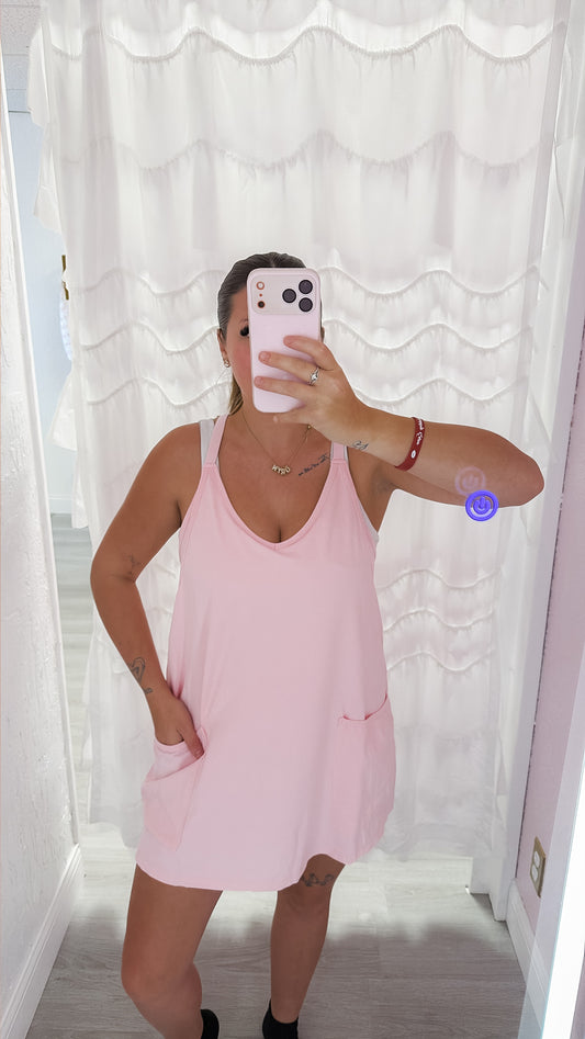 Washed Sporty Mini Dress W Built in Romper Lining