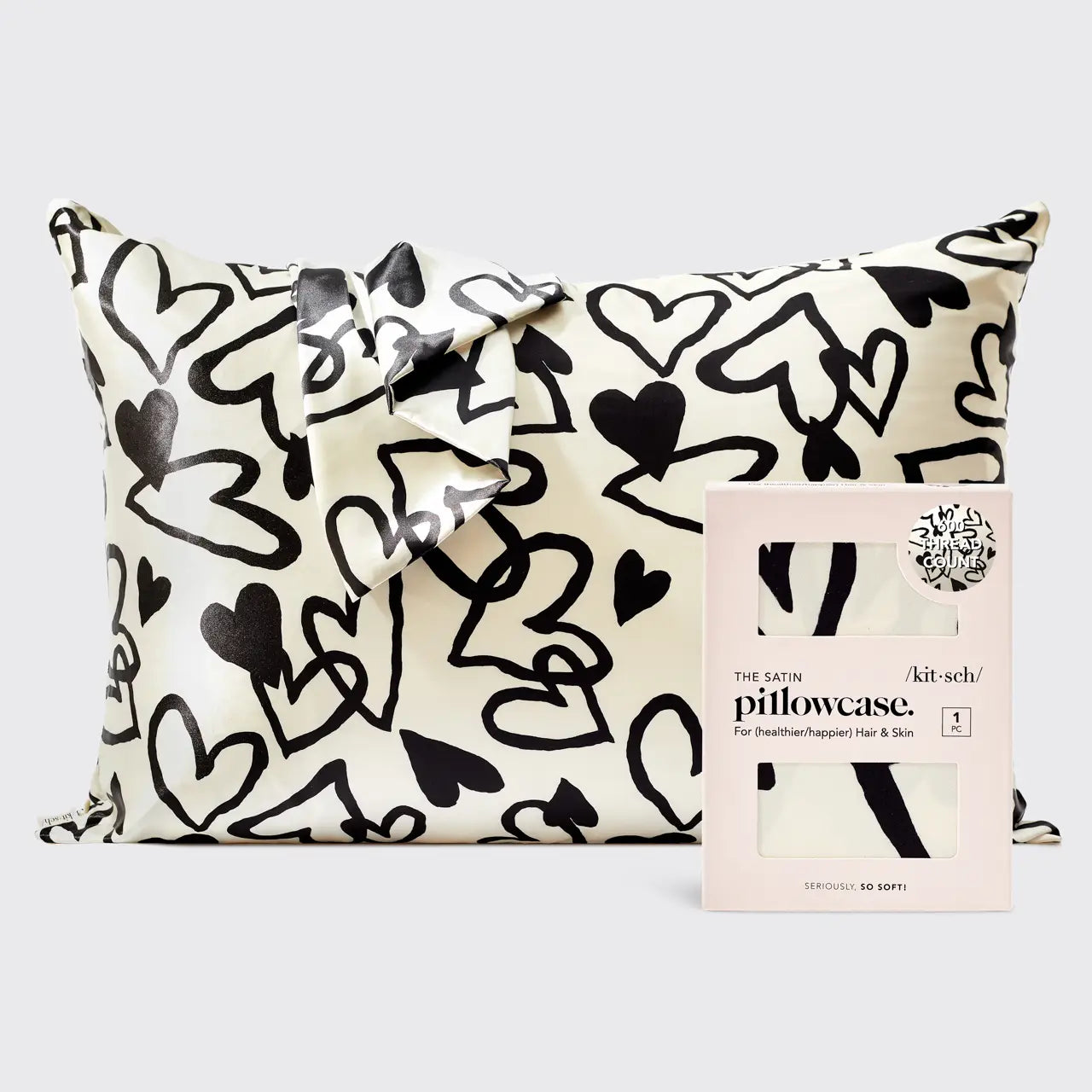 Heart Print Standard Satin Pillowcase