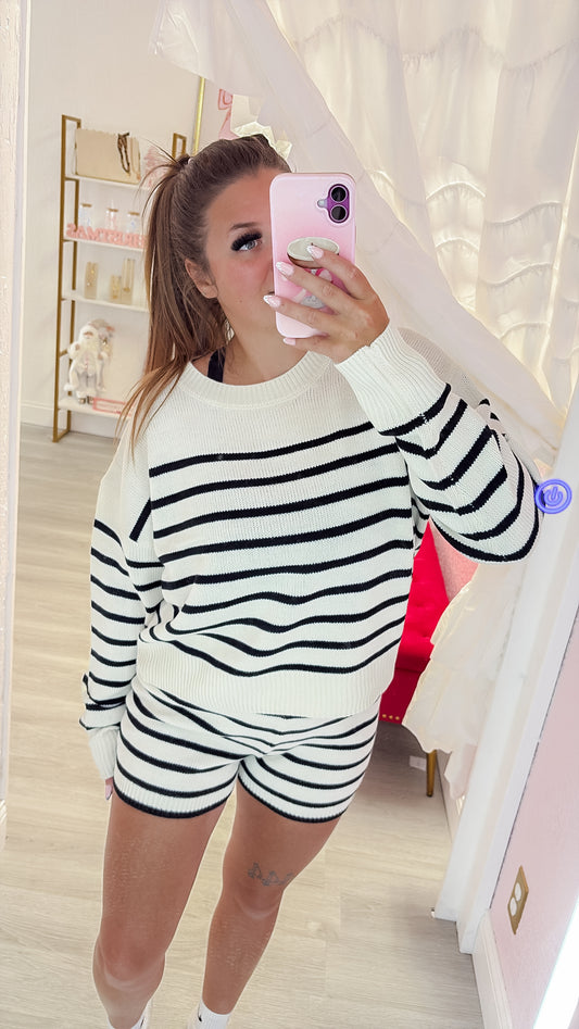 Striped Knitted Sweater Set