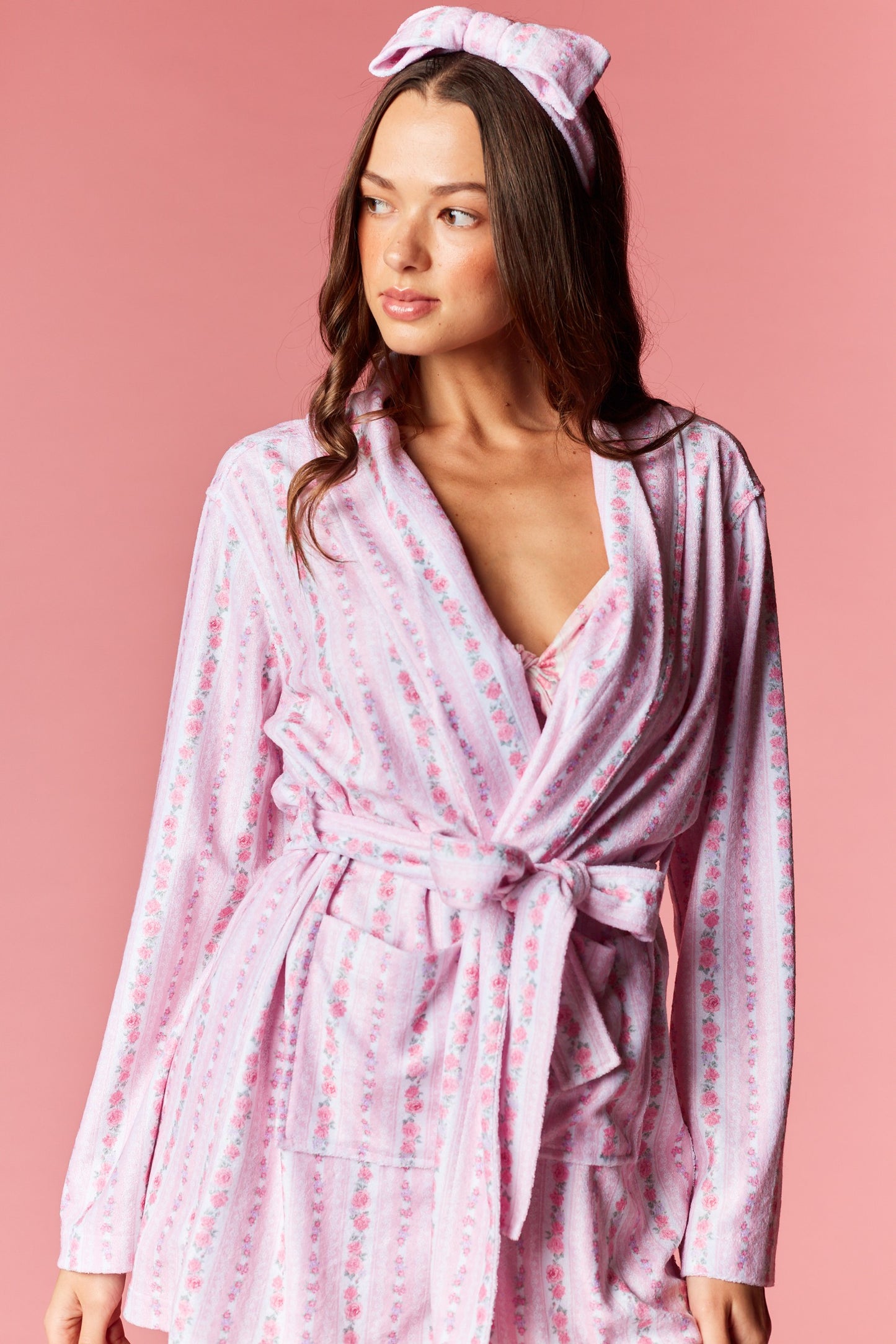 Strawberry Macaroon Robe + Headband Set