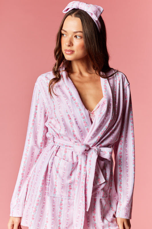 Strawberry Macaroon Robe + Headband Set