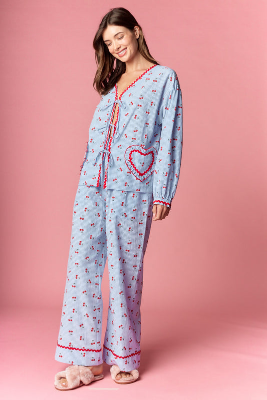 Gingham With Cherry Printed Set