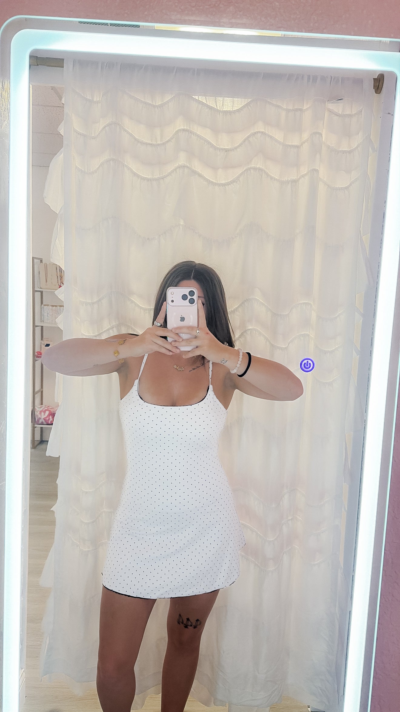 Polka Dot Print Lace Trim Ruffle Mini Dress