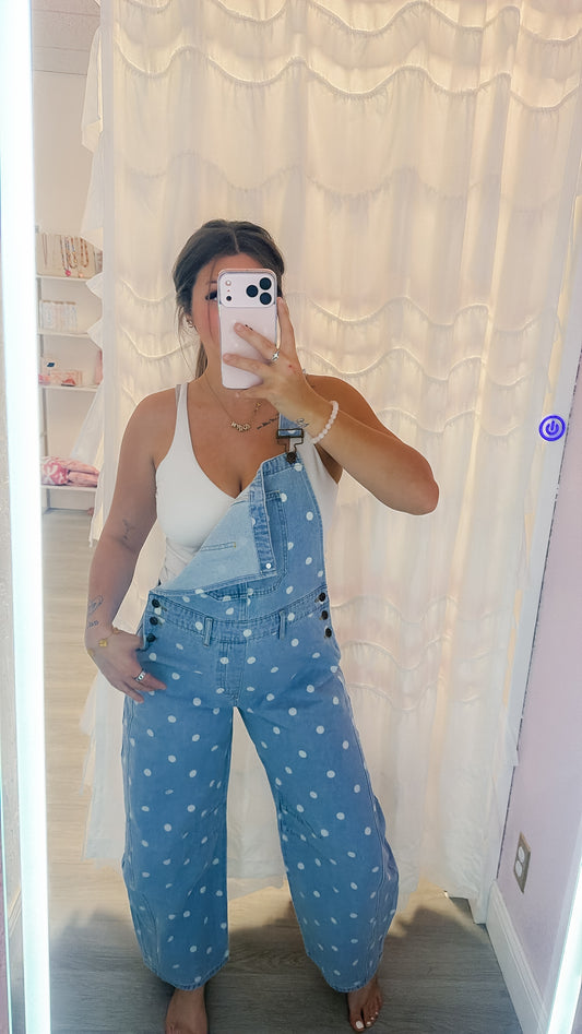 Polka Dot Barrel Overalls