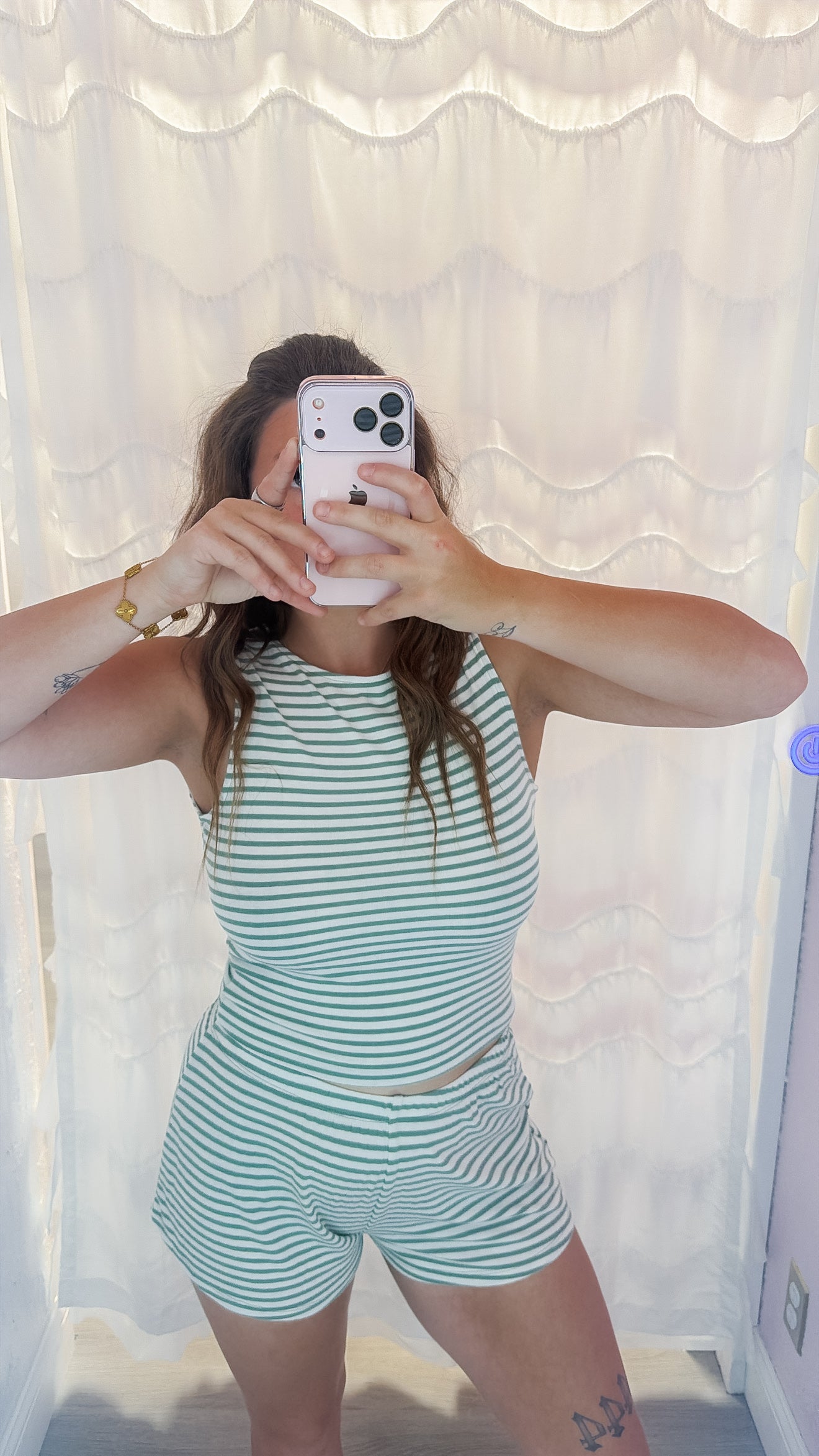 Striped Sleeveless Tank and Shorts Set