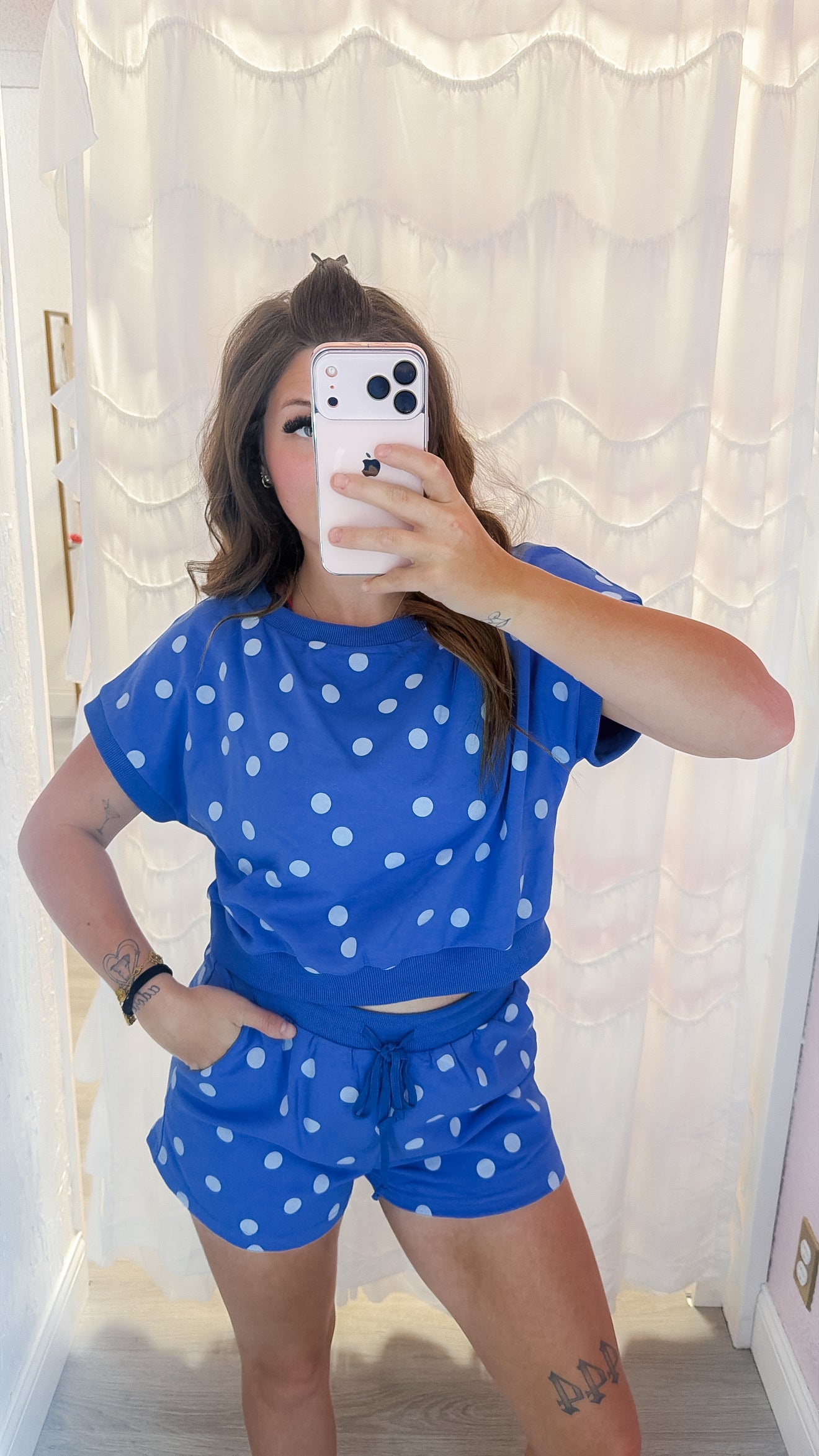Blue Dot Shorts and Top Set