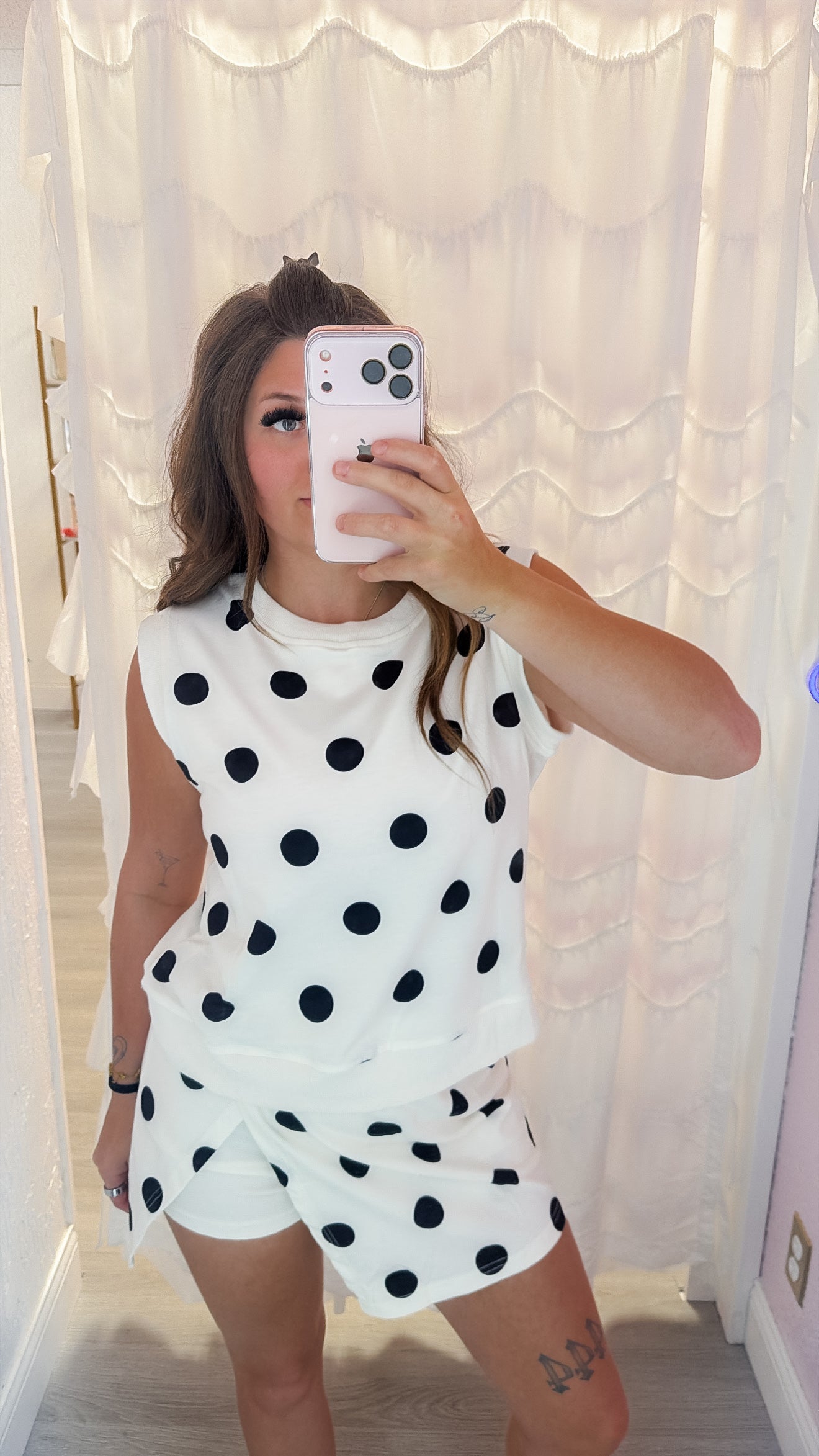 Polka Dot Tank Split Mini Skort Set