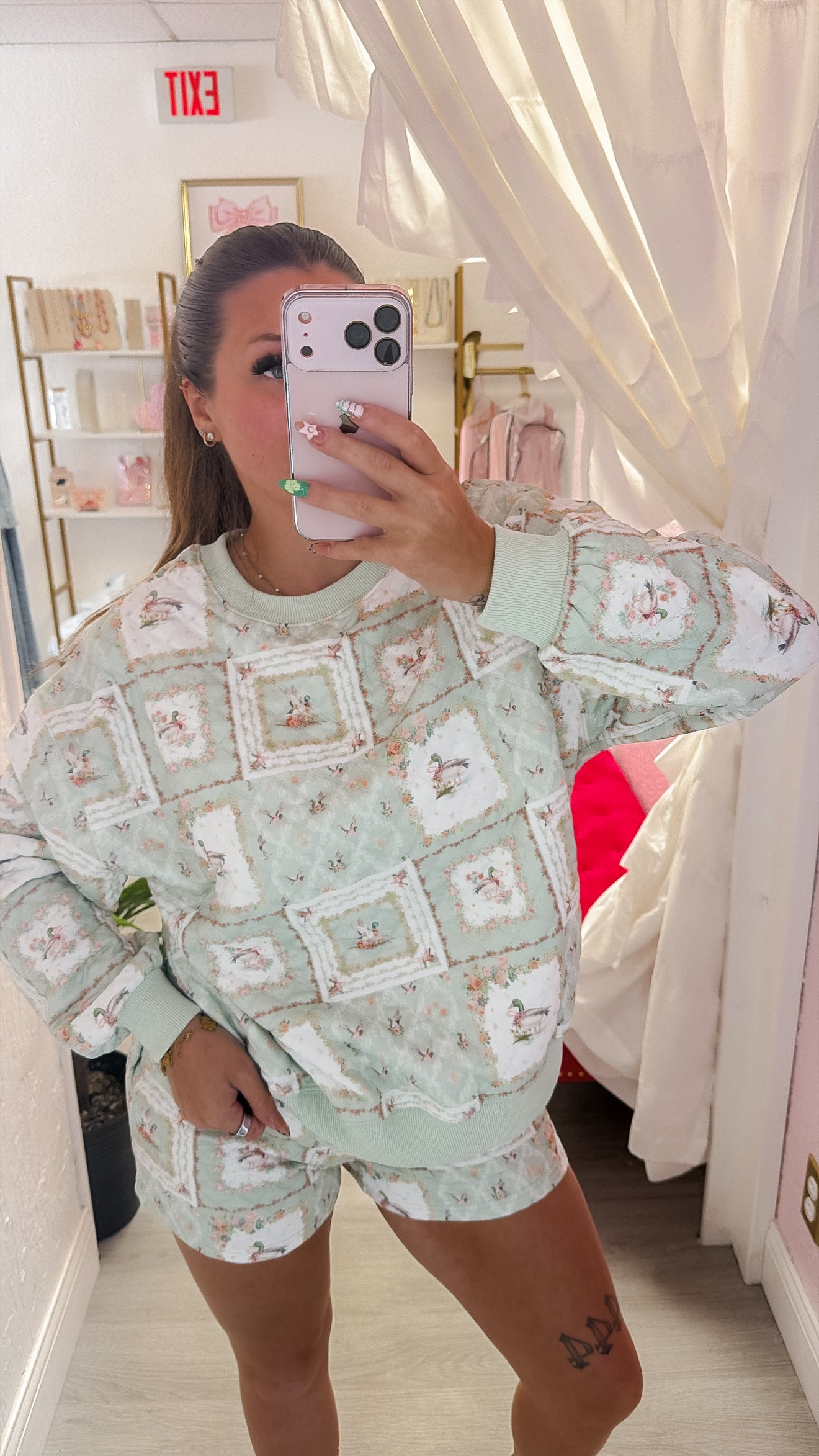 Floral Mallard Duck Patchwork Quilted Set Floral Mallard Duck Patchwork Quilted Set