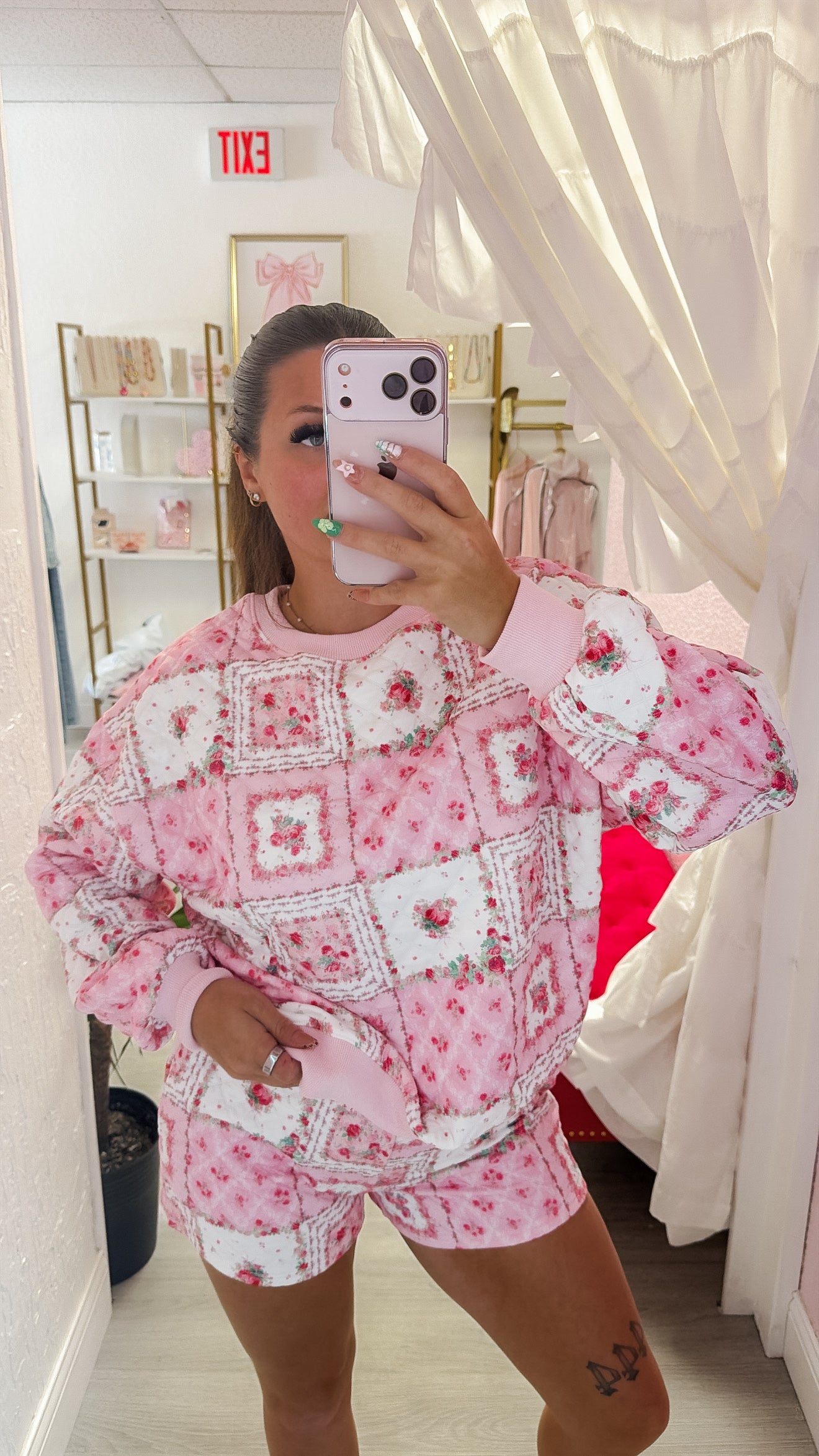 Strawberry Patchwork Quilted Floral Lounge Set