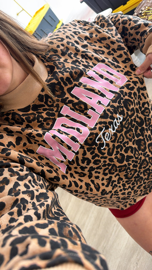 MIDLAND mock neck brown cheetah