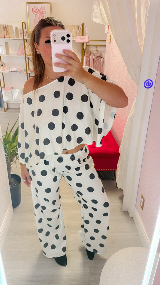 Polka Dot Wide Leg Pants