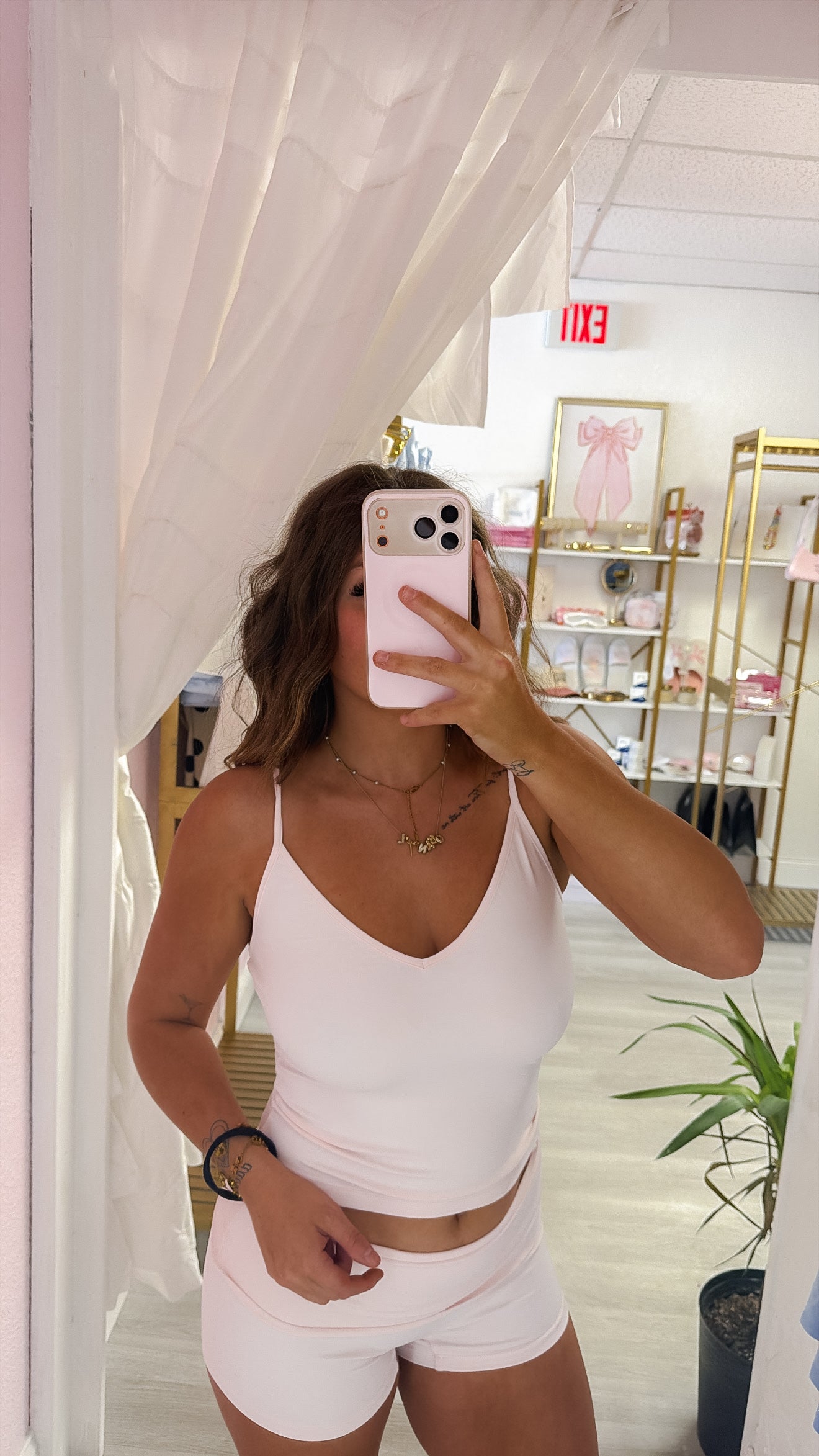 Petal Pink Soft Span Jersey Yoga Cami Top