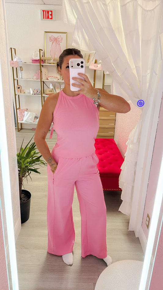Tank Top and Sweatpants Set  - Pink