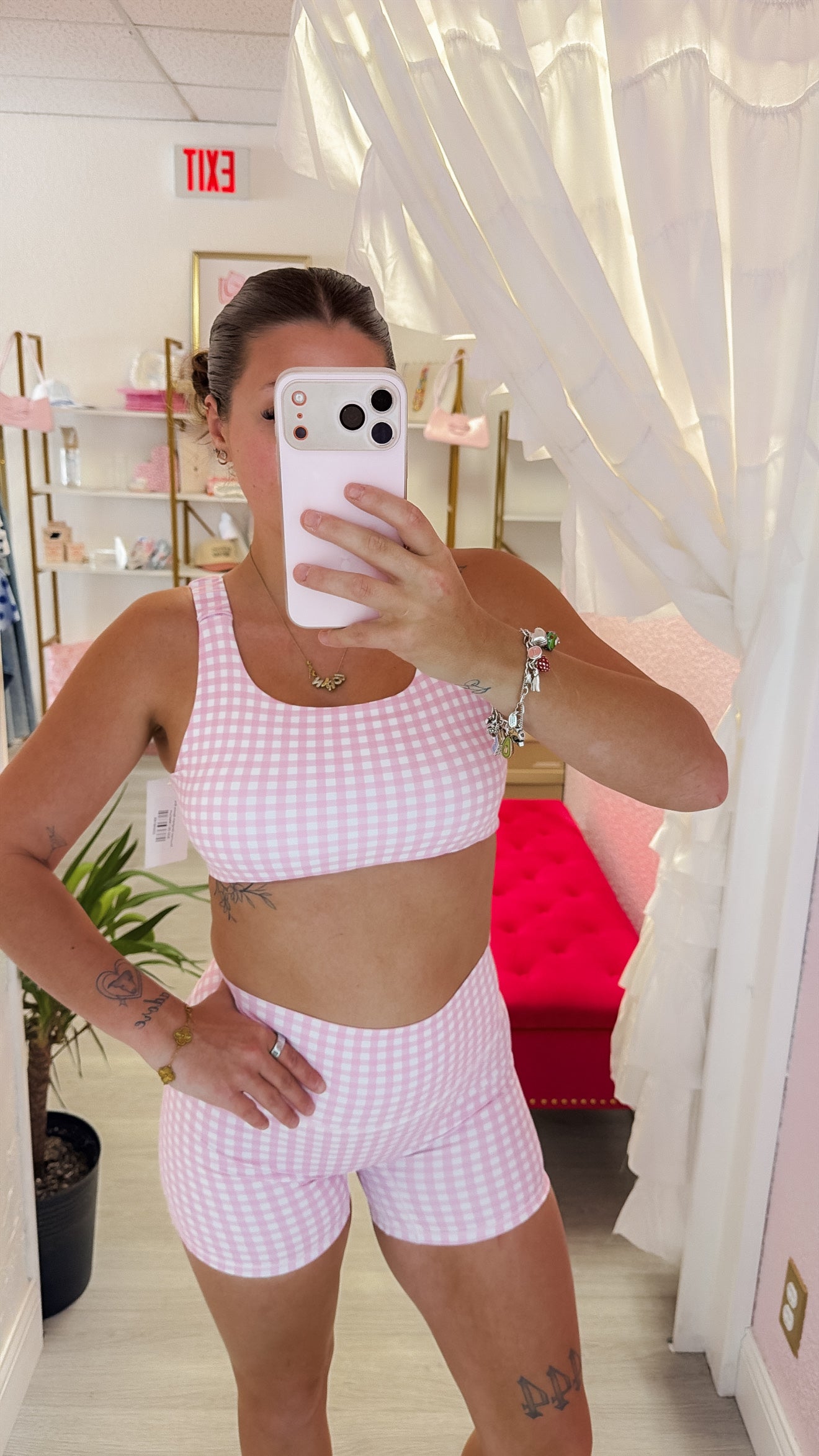 Gingham Athletic Spandex Shorts
