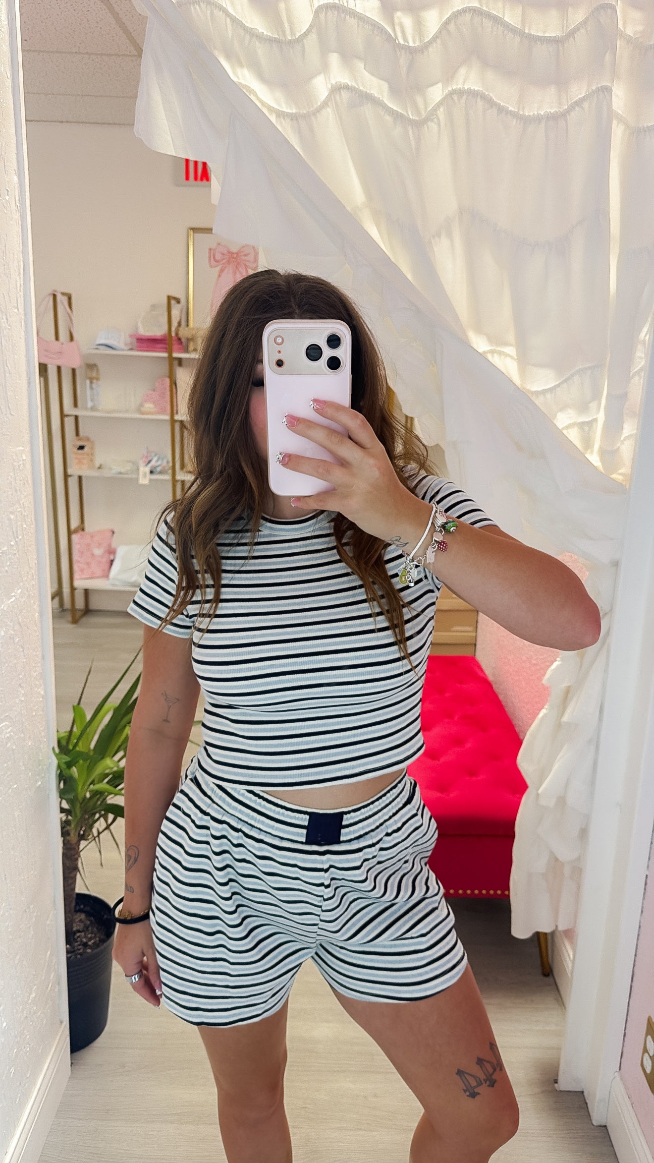 Navy Blue Relaxed Ribbed Lounge Shorts With Elastic Waist And Patch