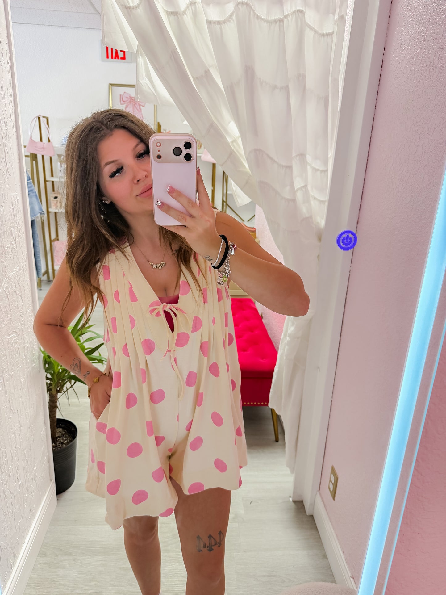 Pink Polka Dot Romper