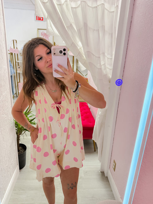 Pink Polka Dot Romper