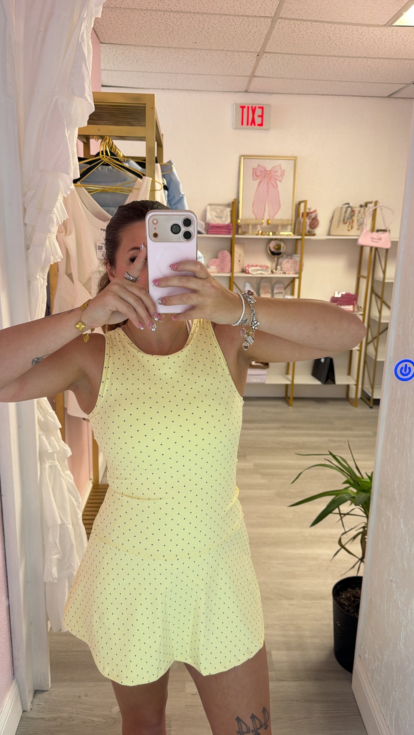 Lemon Polka Dot Print A-Line Mini Dress with Drop Waist