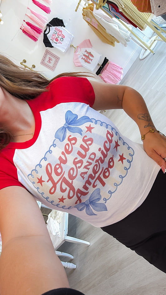 Loves Jesus & America Baby Tee